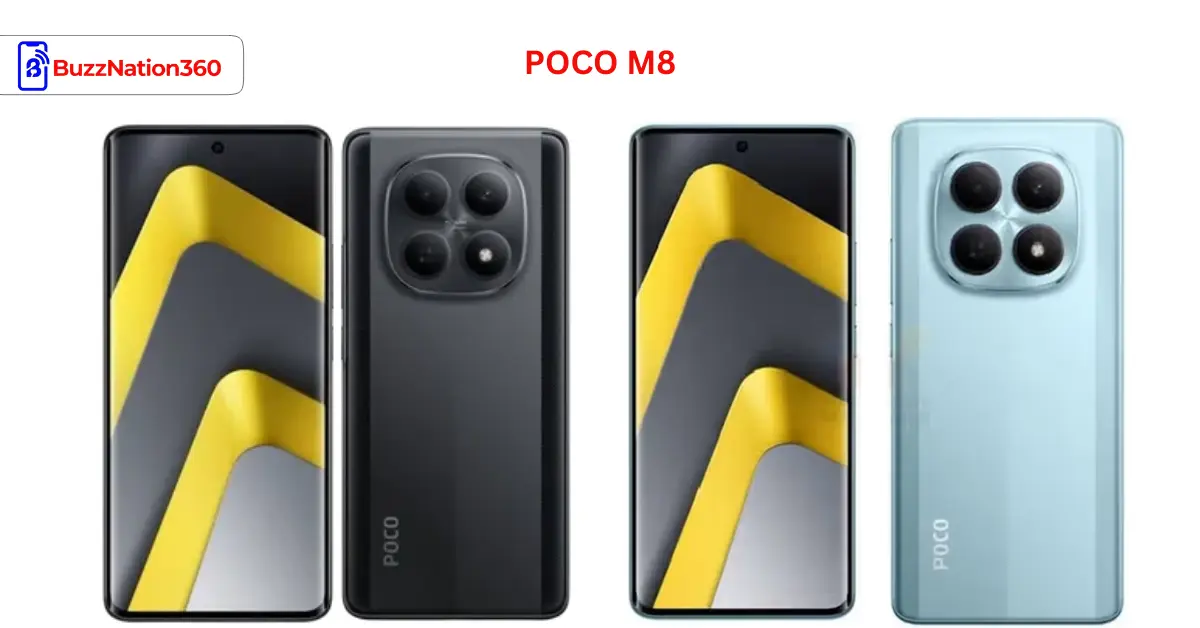 POCO M8 5G back design with large battery focus